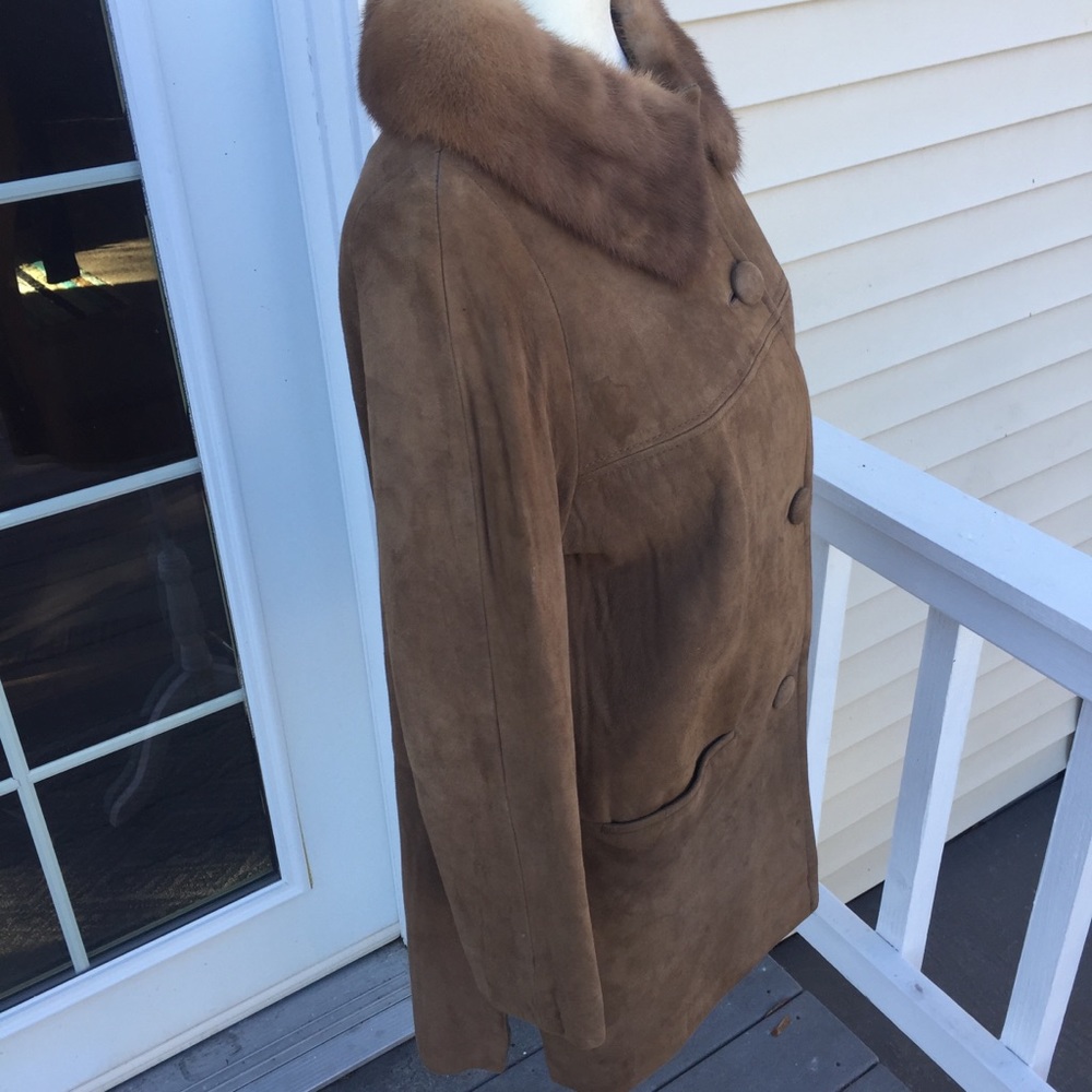 Vintage Suede Fur Collared Coat